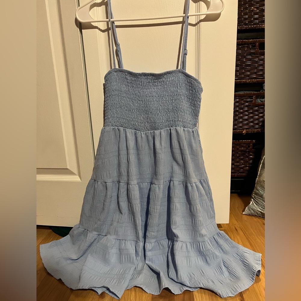 SHEIN Light Blue Smocked Sundress with Adjustable Straps